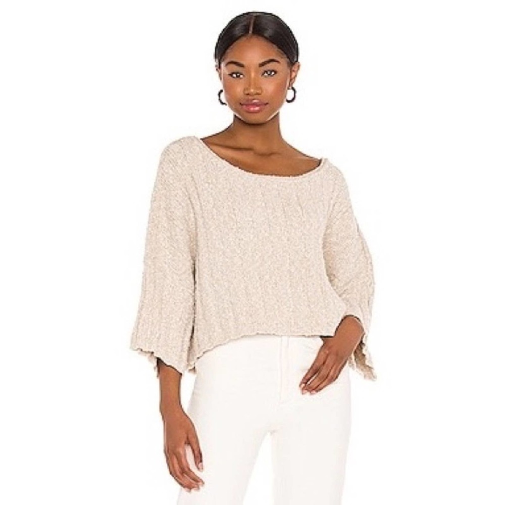 Free People Good Day Cropped Pullover Sand NWT